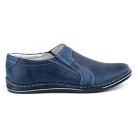 Polbut Sapatos de couro masculino 334 azul marinho