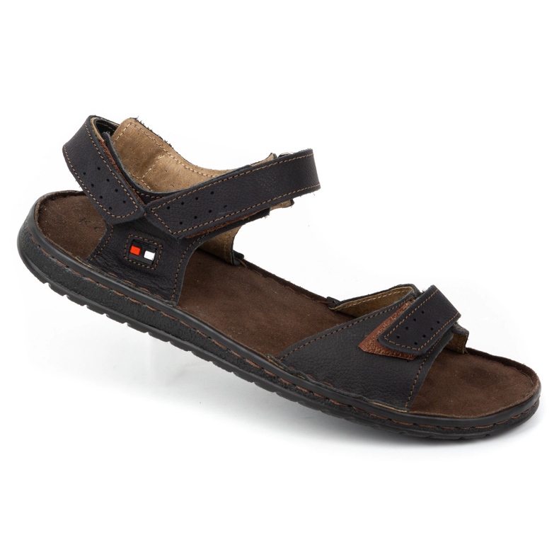 KOMODO Sandálias negras de couro masculinas 881K preto