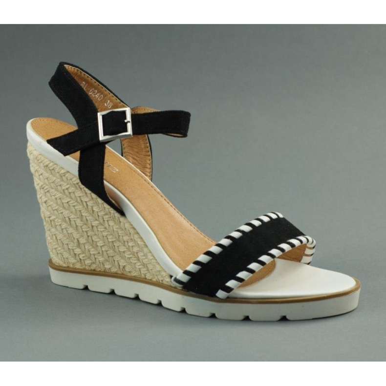 Marqullz Sandálias cunha 6240 trançadas pretas preto