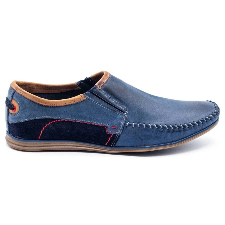 KOMODO Sapatos masculinos de couro 847 azul marinho