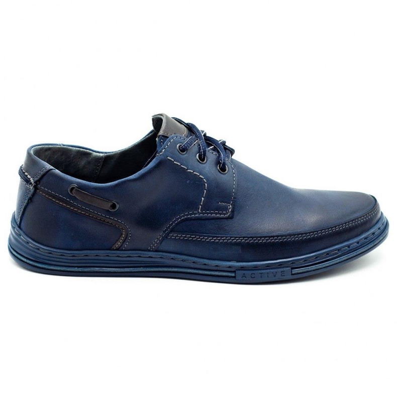 Polbut Sapatos masculinos de couro J44 azul marinho