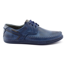 Polbut Sapatos masculinos de couro J44PŁ azul marinho azul-marinho