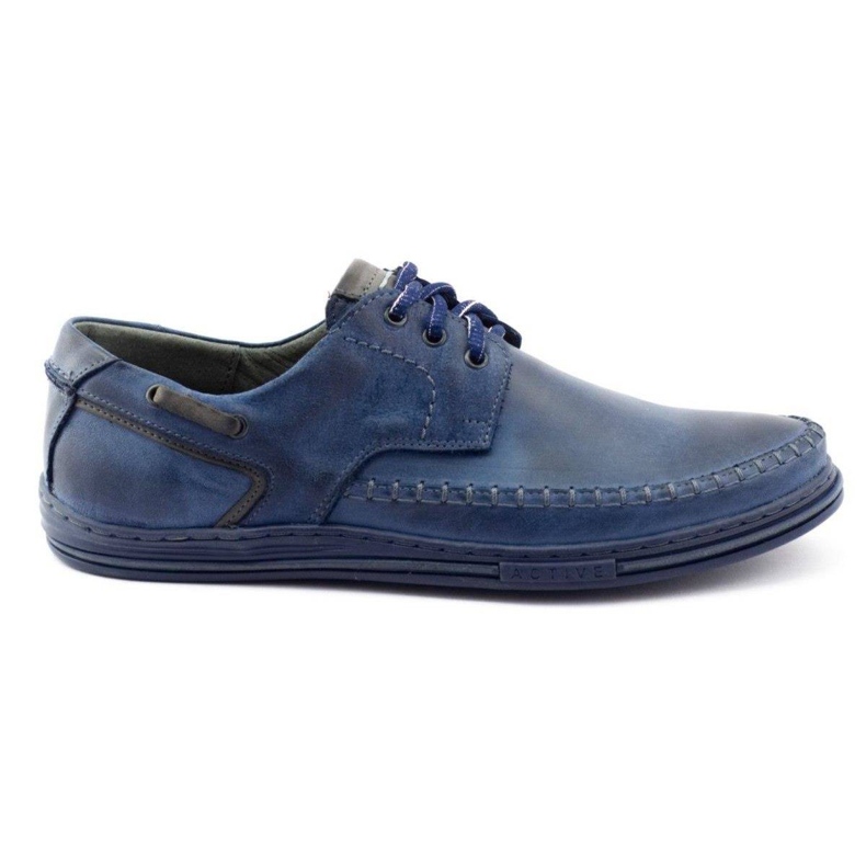 Polbut Sapatos masculinos de couro J44PŁ azul marinho