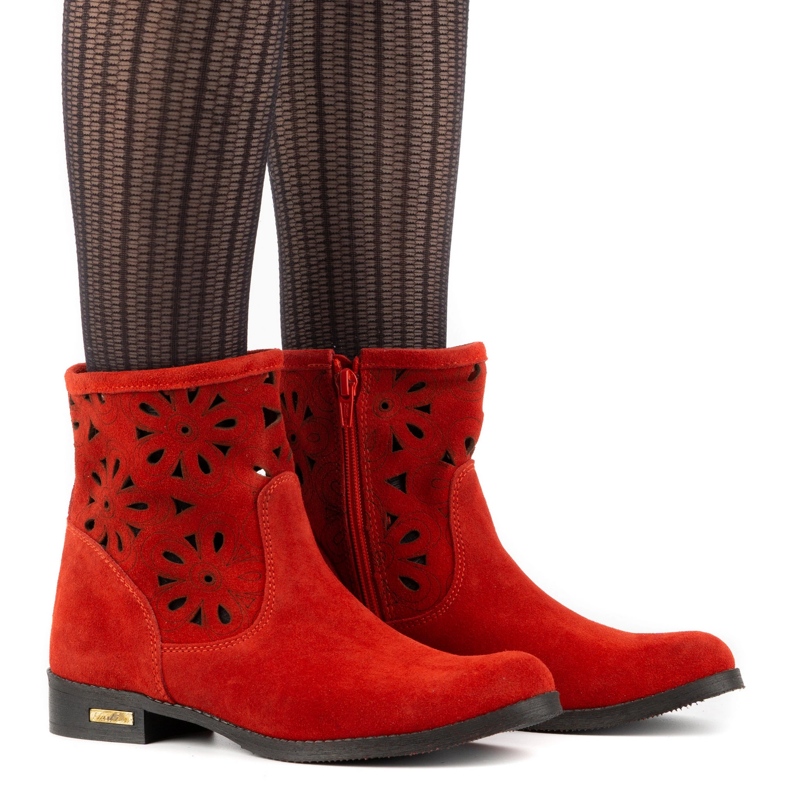 Olivier Botas Alice vermelhas com bordados confortáveis vermelho