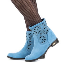 Olivier Botas Alice azuis com bordados confortáveis azul Olivier Botas Alice azuis com bordados confortáveis azul