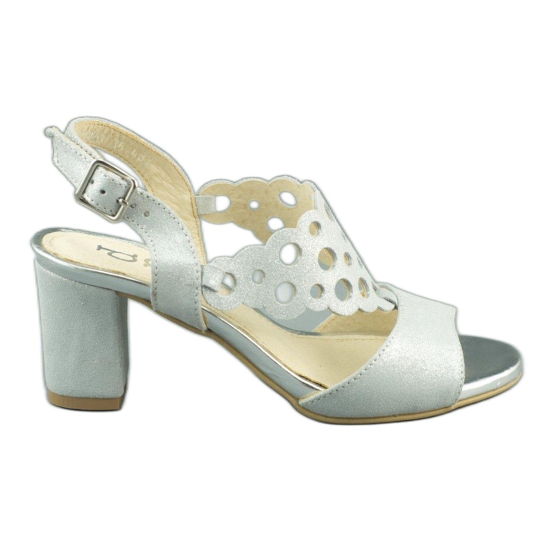 Dolce Pietro Sandálias de camurça femininas no post 2083 em branco e prata multicolorido