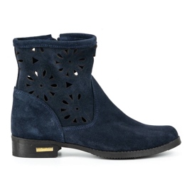 Olivier Botas confortáveis Alice azul marinho com orifícios Olivier Botas confortáveis Alice azul marinho com orifícios