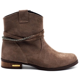 Olivier Botas femininas com isolamento térmico e corrente bege Luna