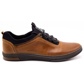 Polbut Sapatos masculinos de couro casual K24 camelo marrom