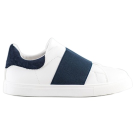 SHELOVET Sapatos deslizantes com elástico branco azul marinho