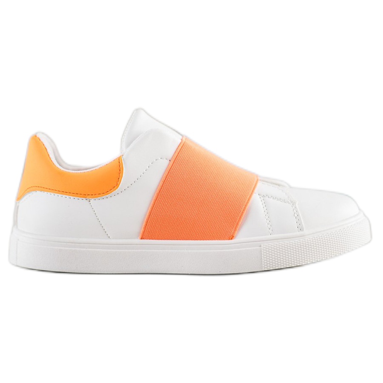 SHELOVET Sapatos deslizantes com elástico branco laranja
