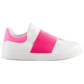 SHELOVET Sapatos deslizantes com elástico branco rosa