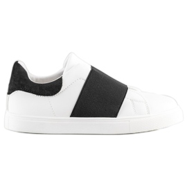 SHELOVET Sapatos deslizantes com elástico branco preto