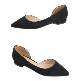 Black MM-593 Black ballerinas com um recorte preto