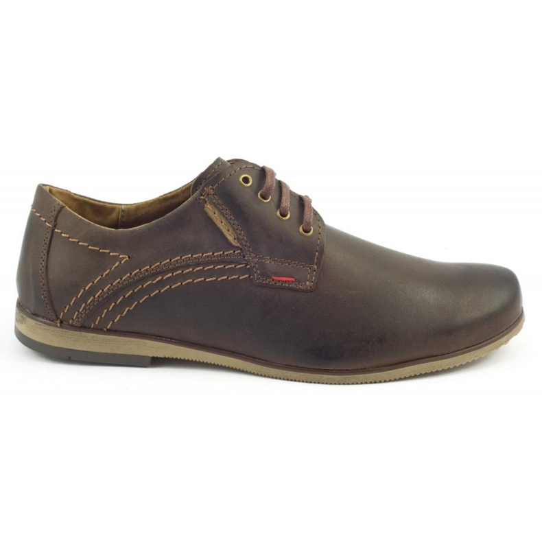 Sapatos de couro masculino 292GT marrom castanho