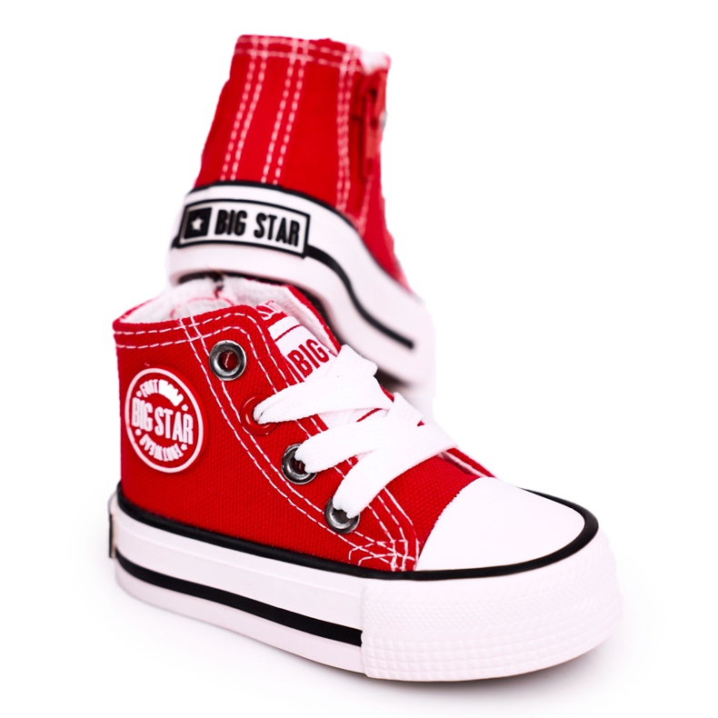 Tênis alto infantil com zíper Big Star HH374086 vermelho