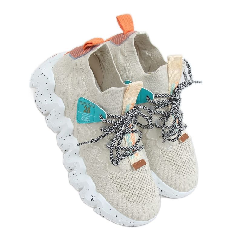 Sapatos esportivos bege NB387 bege de sola alta