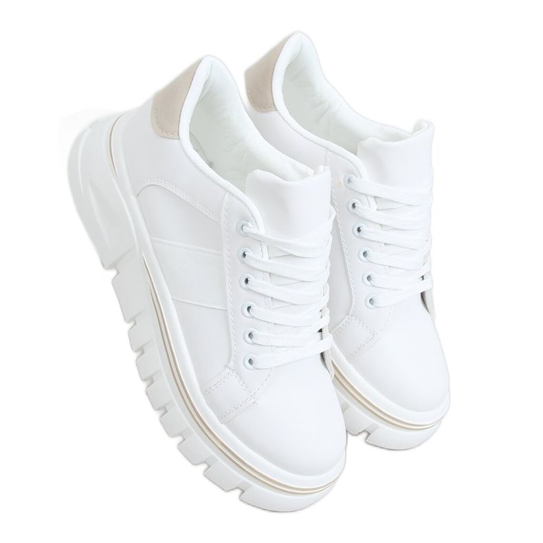 Tênis de sola alta bege NB382P branco