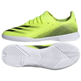 Chuteiras Adidas X Ghosted.3 In Jr FW6924 néon branco e amarelo verde