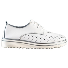 Kylie Brogues de couro na plataforma branco
