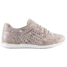 Kylie Sapatos de couro a céu aberto marrom dourado