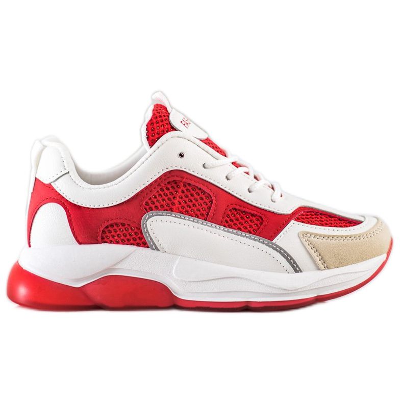 Via Giulia  Tênis Com Brilho Da Moda bege branco vermelho Via Giulia  Tênis Com Brilho Da Moda bege branco vermelho