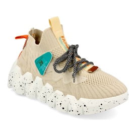 PS1 Meias esportivas femininas Beige Fashion Pioneer marrom