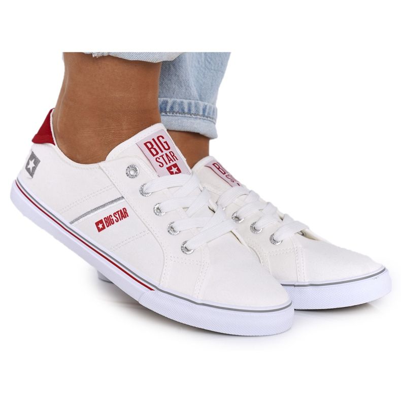 Tênis feminino Big Star DD274892 Branco-Vermelho