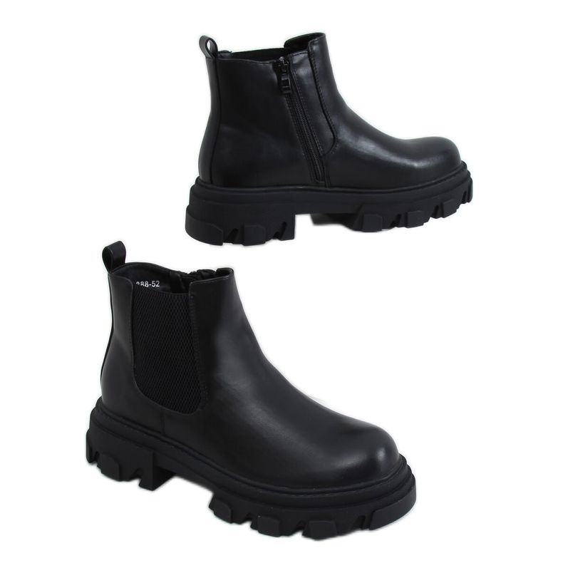 Botas pretas Chelsea com sola alta pretas 888-52 pretas preto