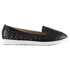 Sabatina Slipons com padrão Openwork preto