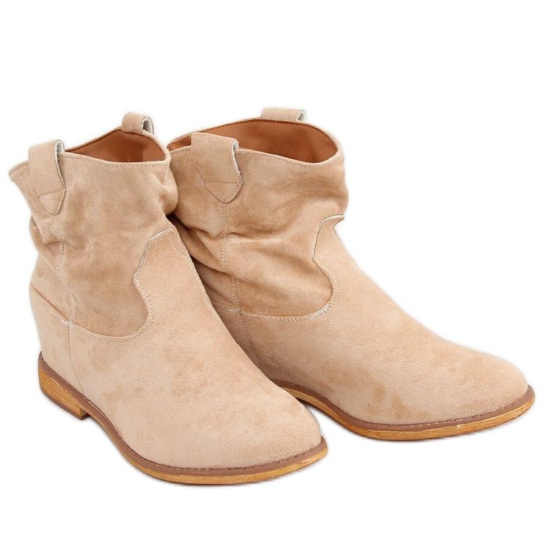 Botas bege em uma cunha oculta B0-515 Khaki cáqui
