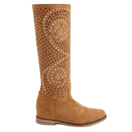 Botas perfuradas, camelo de cunha oculta ST-56P Camel marrom