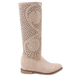 Botas Openwork Bege Cunha escondida ST-56P Bege