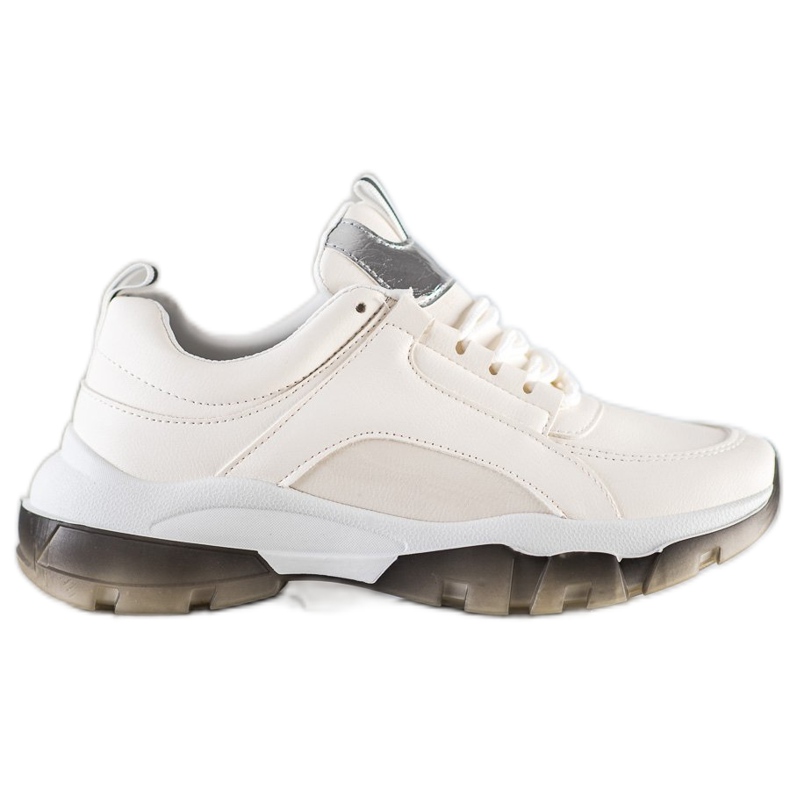 SHELOVET Tênis de couro branco ecológico