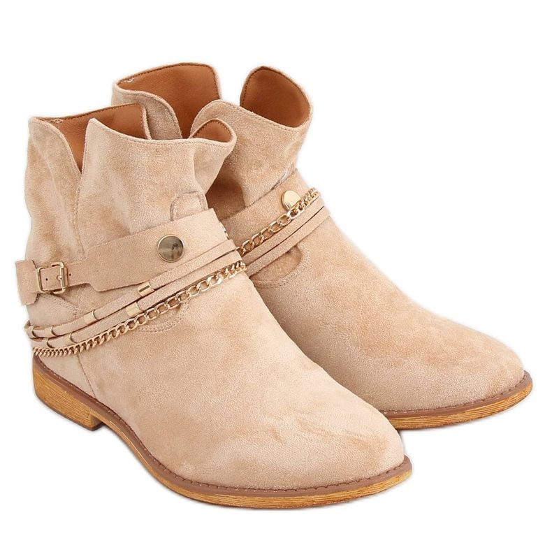 Botas de cunha Beige Hidden B0-516 Khaki bege
