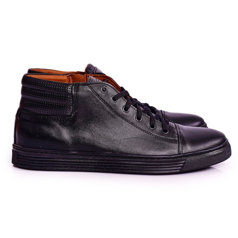 Bednarek Polish Shoes Tênis de couro masculino de couro preto bednarek preto