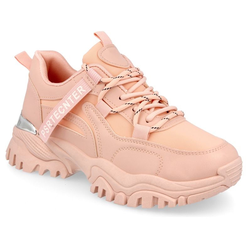 PS1 Tênis feminino com solado maciço rosa robusto