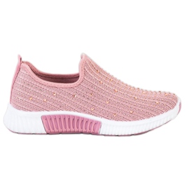 SHELOVET Slipons com cristais rosa