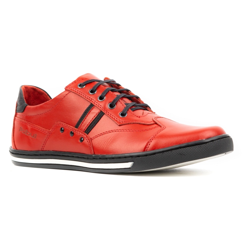 Polbut Sapatos masculinos casuais 1801L vermelho com preto