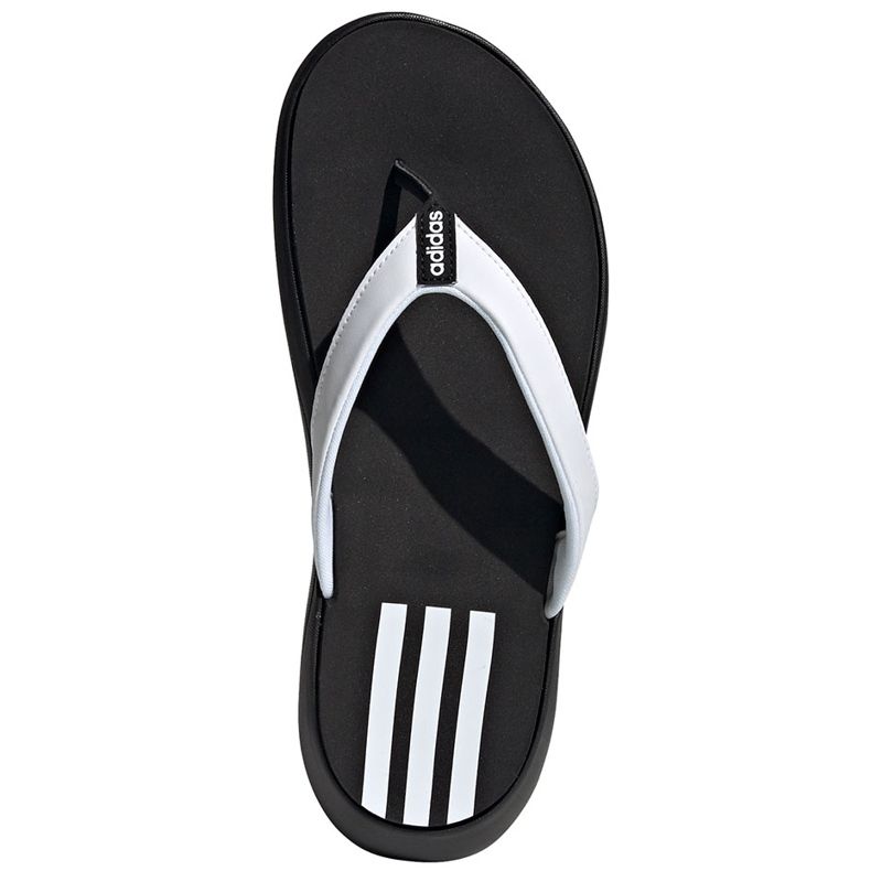 Chinelos EG2065 brancos e pretos da Adidas Women's Comfort Flip Flop