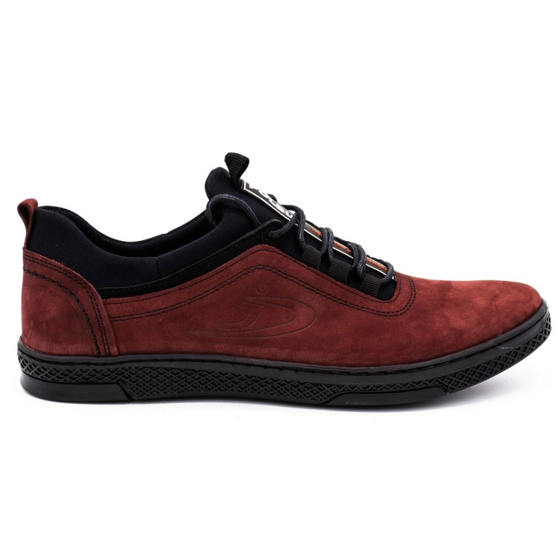 Polbut Sapatos casuais de couro masculino K24 bordô vermelho