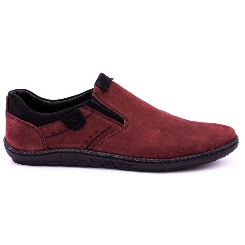 Polbut Sapatos masculinos deslizantes 401 bordô vermelho