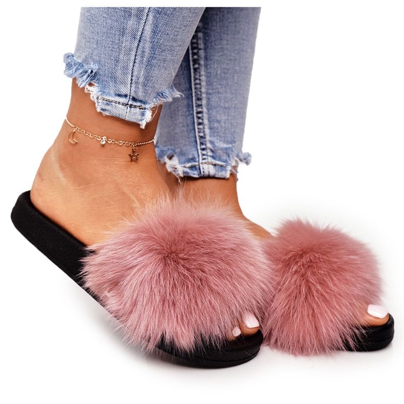 PS1 Chinelos femininos com pele rosa Belmondo