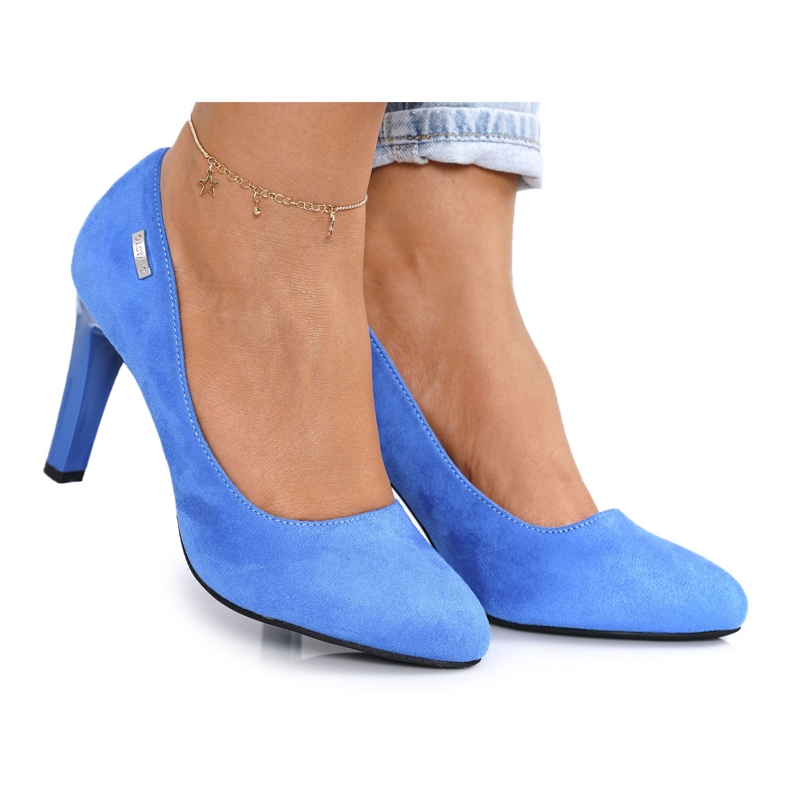 PJ1 Classic Pumps On A Heel Suede Blue Eliana azul