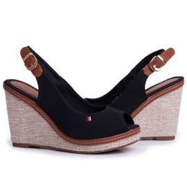 PS1 Sandálias Tommy Black Braided Wedge preto