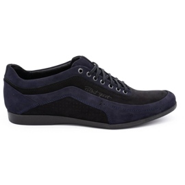 Polbut Sapatos casuais masculinos 2101P azul marinho nobuck com preto