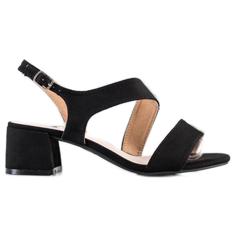 Kylie Sandálias pretas na barra baixa preto