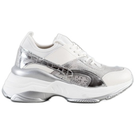 Bestelle Tênis da moda na plataforma branco prata cinza