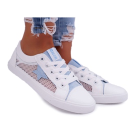 Tênis feminino com malha Big Star DD274689 branco-azul