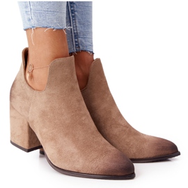 Vinceza Botas femininas de tornozelo com recortes caroline bege